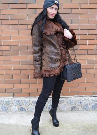 Куртка хутряна кролик дублянка шкіряна кардиган оверсайз oversize