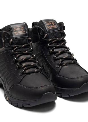 Зимові шкіряні черевики jack wolfskin чорні