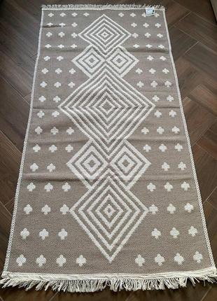 Коричневий етнічний бавовняний килим для дому, розмір 80x1503 фото