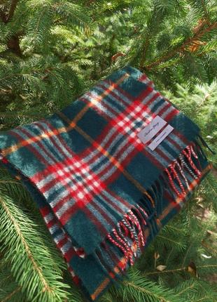 Кашеміровий шарф в клітинку темно зелений чистий кашемір унісекс