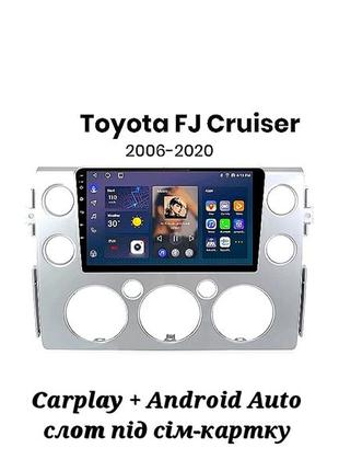 Магнітола android toyota fj cruiser, 6/128, 8 ядер, carplay, слот під сім-картку + рамка!