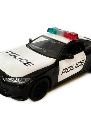 Машина металева поліція bmw m4 g82 бмв інерція 1:32 світло звук відкр двері 14*7*5см (68701j)2 фото