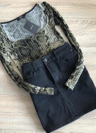 Джинсовая юбка черная короткая bershka