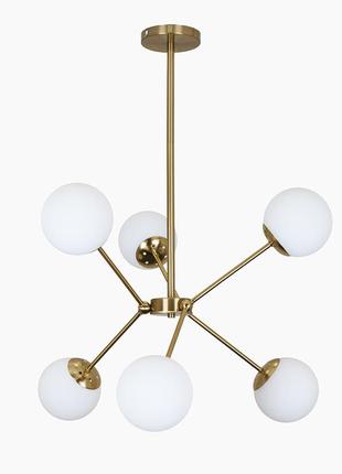 Люстра в сучасному стилі з круглими плафонами levistella 7529810-6 brz+wh