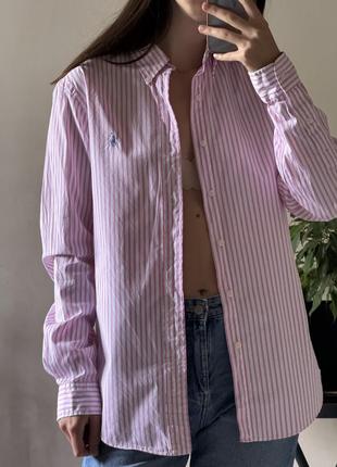 Сорочка рубашка в смужку рожева ralph lauren s m
