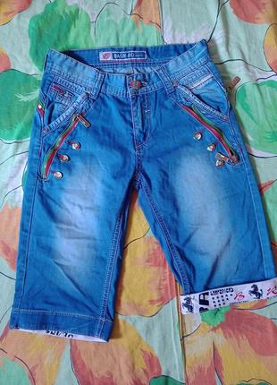 Bagrbo classic fashion стильные шорты-бриджы джинсовые  унисекс шикарные размер 26.