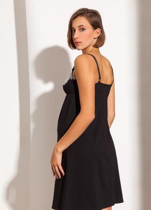 Комплект для вагітних та годуючих мам, халат та нічна сорочка чорна5 фото