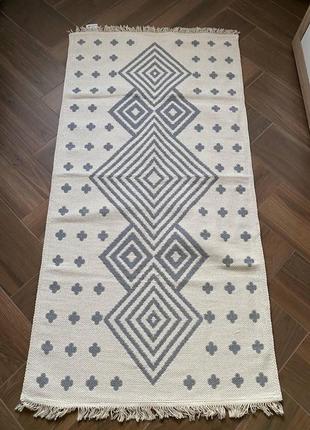 Сірий етнічний бавовняний килим для дому, розмір 80x1506 фото