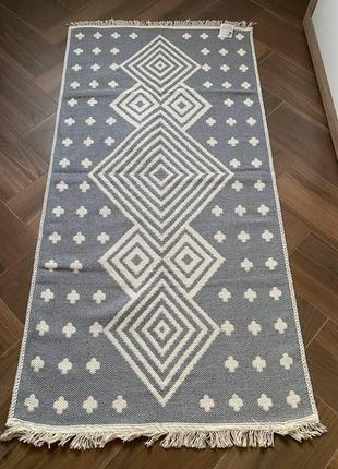 Сірий етнічний бавовняний килим для дому, розмір 80x1505 фото