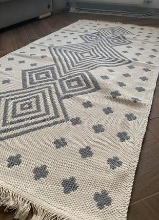 Сірий етнічний бавовняний килим для дому, розмір 80x1504 фото