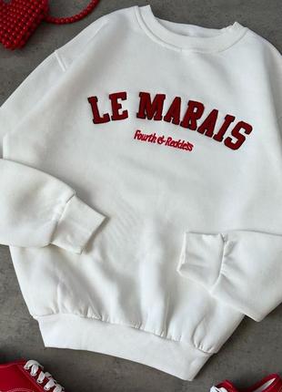 Теплый свитшот с надписью le marais