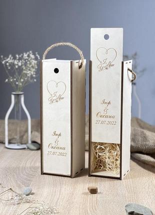 Коробка пенал под бутылку вина/шампанского с логотипом 100х90х320мм