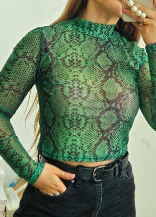 Гольфик в сіточку укорочений лонгслів в сіточку кобра