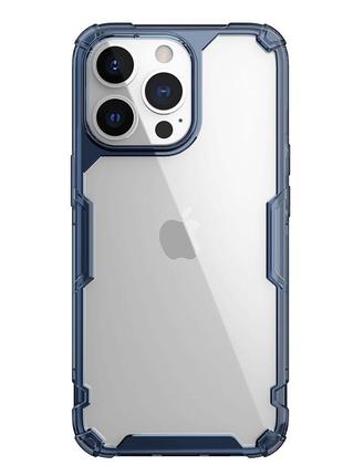 Прозорий чохол із посиленими кутами на iphone 13 pro синій / прозорий чохол із посиленими кутами на айфон 13 про
