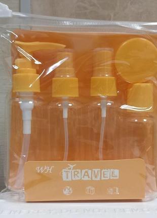 Дорожній набір туалетного приладдя з 5 флаконів для косметики wh travel bottles set, салатовий