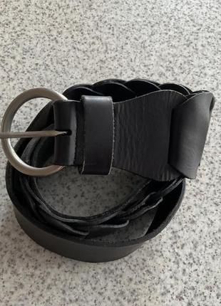 Шкіряний коричневий плетений пояс/95/ brend claudia strater