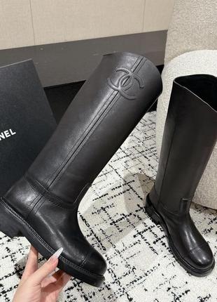 Чоботи шкіра в стилі chanel