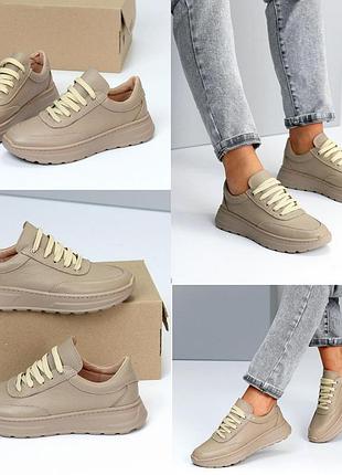 Беж/белые/черные натуральные кожаные/замш кроссовки кеды прошиты 36-40.