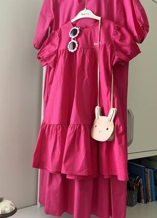 Рожева сукня, малинова сукня, family look, фемелі лук2 фото