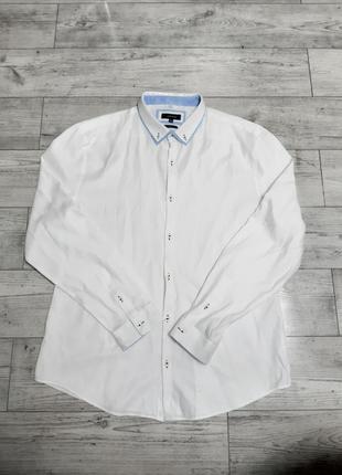 Сорочка рубашка чоловіча біла довгий рукав р 50 бренд "river island"