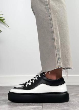 Белые черные женские кроссовки кеды из натуральной кожи кожаные кроссовки кеды