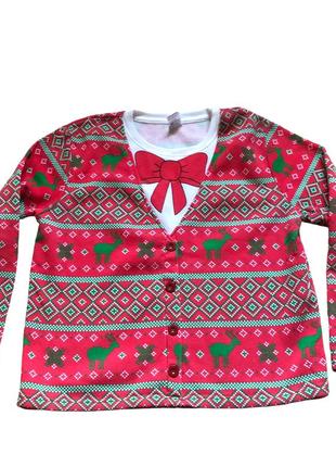 Новогодний свитшот красный с бантом l-xl