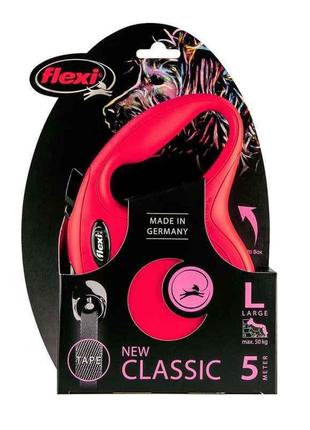 Flexi (флекси) new classic l - поводок-рулетка для собак, лента (5 м, до 50 кг) черный5 фото
