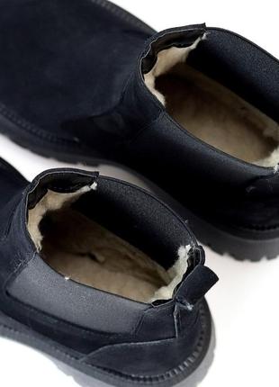 Черные повседневные замшевые зимние ботинки челси низкий ход