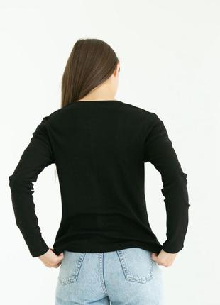 Женский черный хлопковый лонгслив