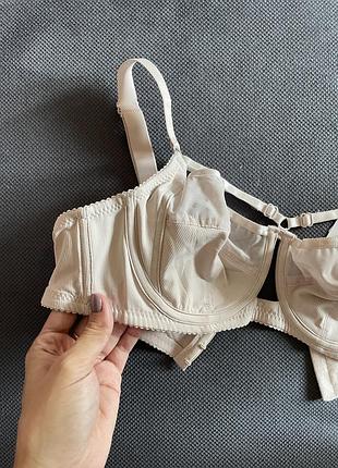 Бюстгальтер ліфчик без паралону із портупеями бежевий пудра
