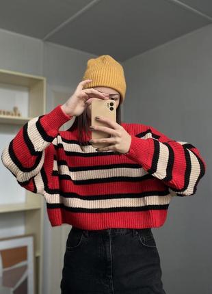 Укороченный полосатый свитер pull &amp; bear 3