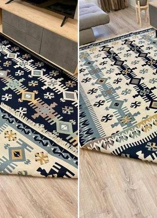 Турецький двосторонній безворсовий килим з бавовни, розмір 80x1505 фото