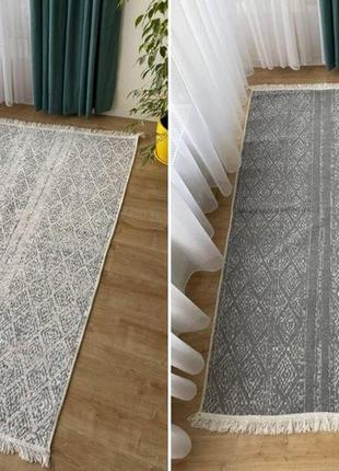 Сірий турецький килим з бавовни, без ворсу, двосторонній, розмір 80x3003 фото