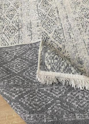 Сірий турецький килим з бавовни, без ворсу, двосторонній, розмір 80x3009 фото