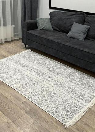 Сірий турецький килим з бавовни, без ворсу, двосторонній, розмір 80x3008 фото