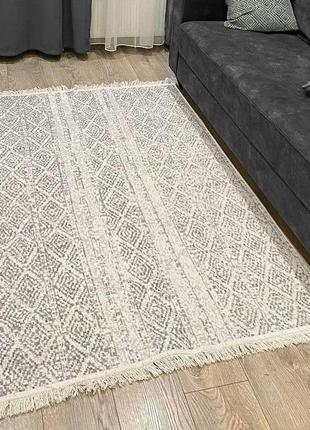 Сірий турецький килим з бавовни, без ворсу, двосторонній, розмір 80x300