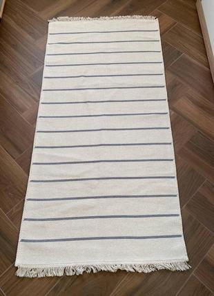 Бавовняний безворсовий килим у смужку, двосторонній дизайн, розмір 80x1504 фото