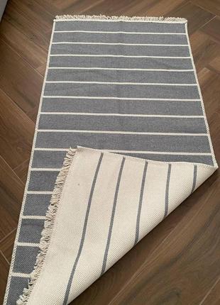 Бавовняний безворсовий килим у смужку, двосторонній дизайн, розмір 80x1505 фото