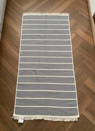 Бавовняний безворсовий килим у смужку, двосторонній дизайн, розмір 80x1503 фото