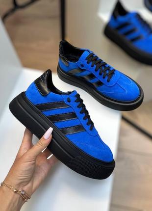 Синие кеды stripes натуральная кожа и замш 36-41 зима лето деми