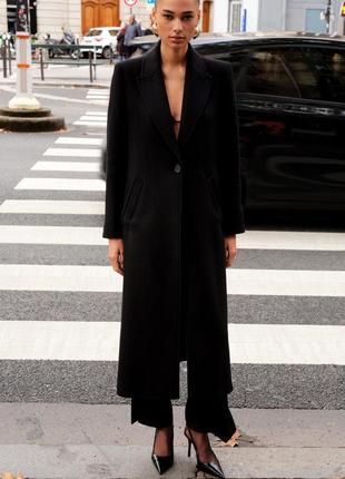Новое макси длинное шерстяное пальто зара