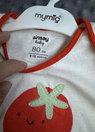 Боді короткий рукав 9-12 міс помідор sinsay