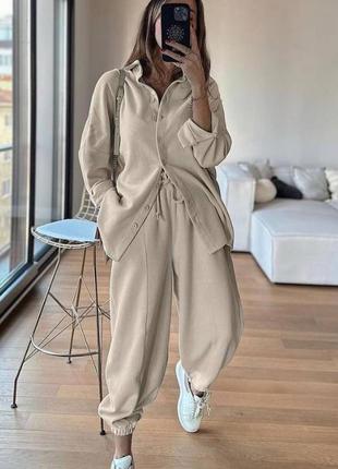 Костюм двойка из микровельвета, xs,s,m,l,xl черный и беж