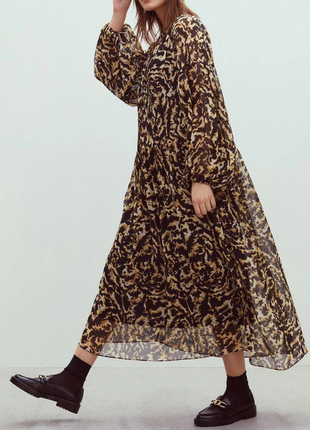 Комбіноване довге плаття h&m леопардове