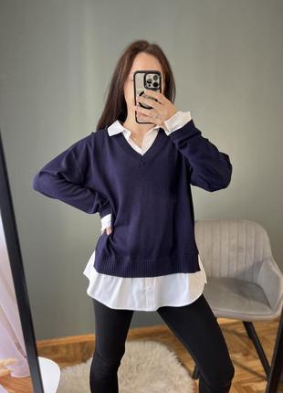 Кофта светр з підшитою сорочкою papaya