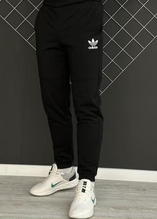 Демисезонные брюки черные adidas camo белый лого (двонитка)