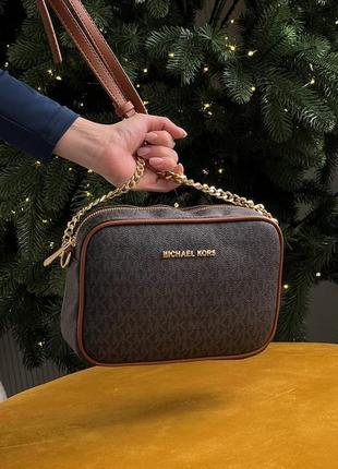 Сумка michael kors jet set dark brown6 фото