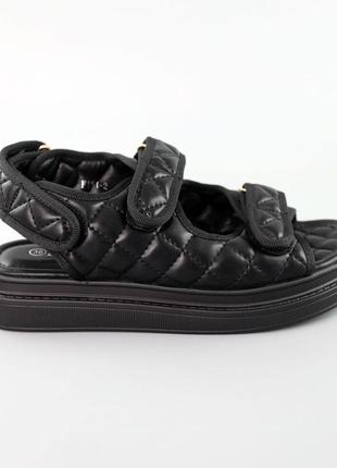 Сандалі жіночі, чорні, літні, матеріал еко шкіра - замша, розмір 38 fw_001824