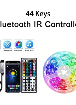 Світлодіодна стрічка rgb 5v 5050 usb bluetooth з пультом, керування з телефону 5 м.