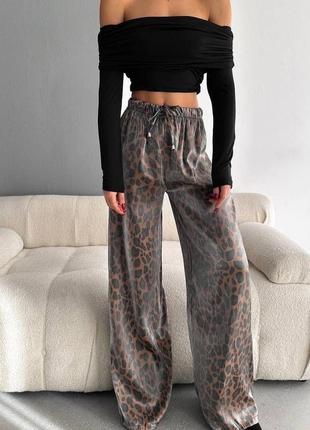 Шикарні леопардові брюки з турецького шовку-котон4 фото
